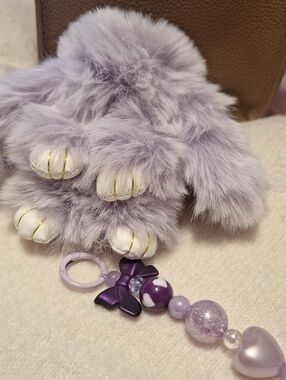Plush Bunny Keychain Accessory - Lavender
